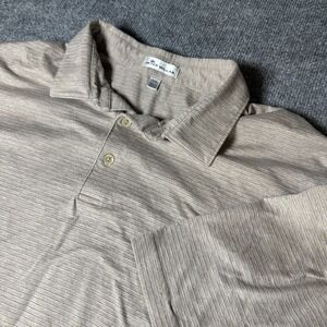 Peter Millar XXL Polo Shirt Beige Black Stripe 100% Cotton Made in Vietnam‎